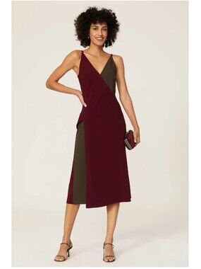 Tome Collective Two-Tone Asymmetrical Crepe Slip Dress Size 4